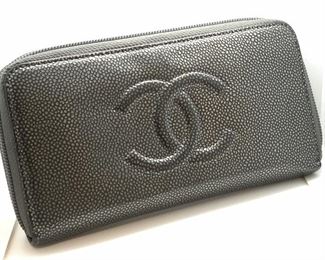 CHANEL Signed Black Leather TIMELESS CLUTCH