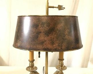 Vintage Toleware Brass Lamp W Sea Creature Detail