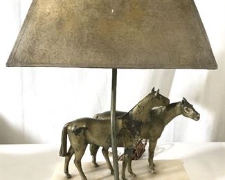 Vintage Metal & Marble Horse Lamp