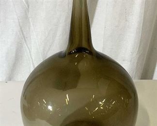 Grey Art Glass Vase with Long Neck