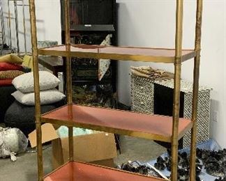 Vintage Brass & Lacquered Shelves, 7.5ft Ht