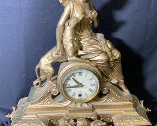 White Metal Rococo Sculptural Mantel Clock