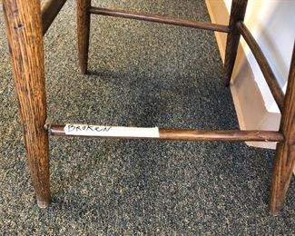 Chair has one broken brace