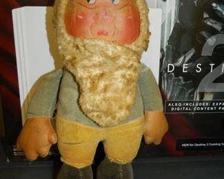 Antique oil cloth Snow White dwarf doll