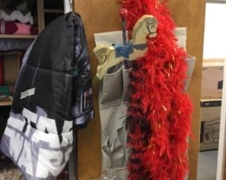 Children’s sleeping bags (2), boas, shoe caddy