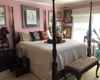 CARVED RICE BED--QUEEN SIZE