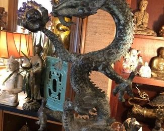 PAIR OF HUGE DRAGON STATUES