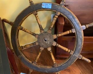 Vintage wood ship wheel 