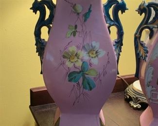 Vintage Meissen pink vases