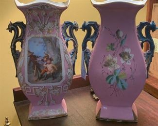 Vintage Meissen pink vases
