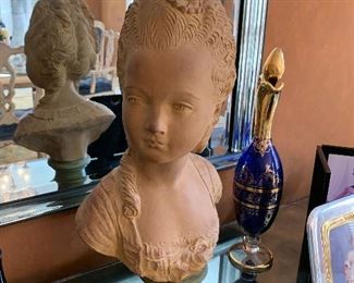 French Terracotta Portrait Bust of Young Lady - 19th/20th Century