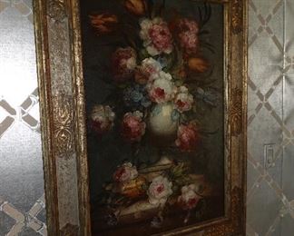 Framed Oil Painting - Flowers in Vase - Canvas