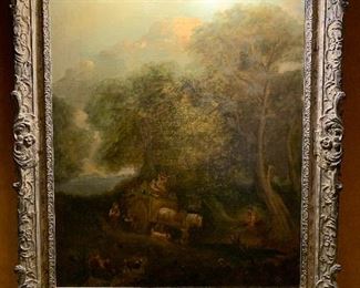 Framed Oil Painting - English School XVIII Century - John Constable (style of) "The Market Cart" - Canvas: 25 x 30 inches