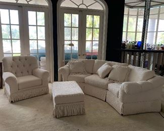 Sofa, chair and Ottoman - white fabric