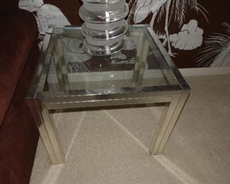 Chrome and glass modern end tables - 3 matching