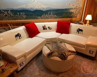 Pendley Furniture Embroidered Cowboy Sectional Couch 