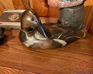 Hand Carved Signed Canvasback Hen Duck Decoy