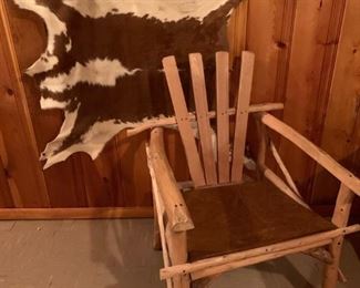 Western Style Chair and Table Set and Cow Skin Wall Hanger