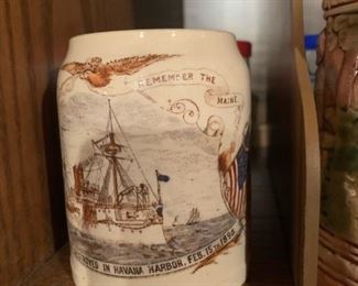 1898 "Remember the Maine" Spanish American War Stein / Mug