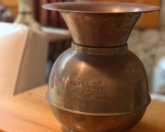 Vintage UPRR Union Pacific Railroad Brass Spittoon 