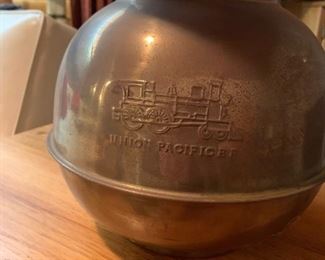 Vintage UPRR Union Pacific Railroad Brass Spittoon 