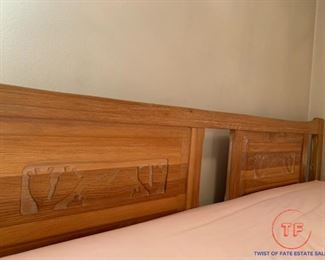 Brandt RANCH OAK King Size Bed with CARVED Headboard