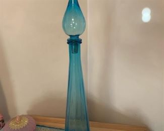 Large Italian Glass Decanter with Stopper