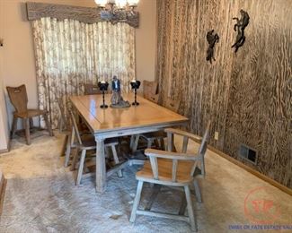 Brandt RANCH OAK Dining Room Table with 6 Chairs and 2 Captain Style Chairs