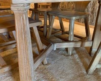 Brandt RANCH OAK Dining Room Table with 6 Chairs and 2 Captain Style Chairs