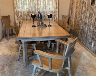 Brandt RANCH OAK Dining Room Table with 6 Chairs and 2 Captain Style Chairs