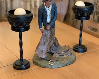 "Taking The Rough Off" Cowboy Sculpture by MICHAEL GARMAN