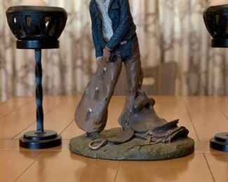 "Taking The Rough Off" Cowboy Sculpture by MICHAEL GARMAN
