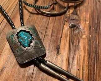Sterling Silver and Turquoise Bolo Tie