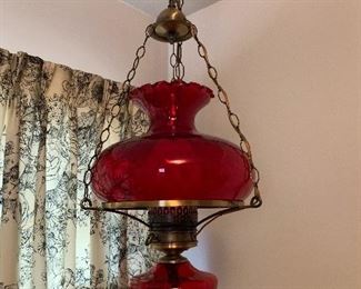 Vintage Mid Century Ruby Red Swag Lamp