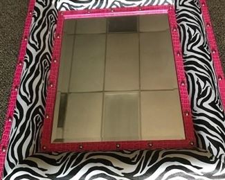 Very nice pink and black zebra pattern mirror.