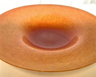 GLOBAL VIEW Orange Art Glass Centerpiece Bowl