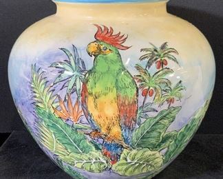 MAXCERA Hand Painted Jungle Theme Ceramic Vessel