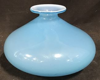 Opaque Blue Art Glass Vase