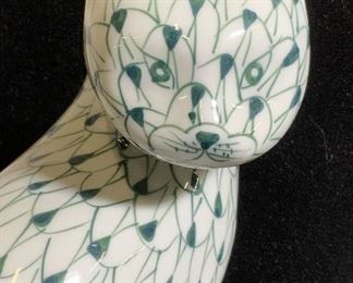 Hand Painted Porcelain CAT, in Style of HEREND
