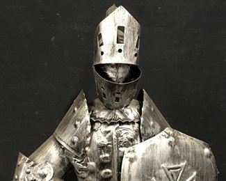 Metal Statue of Knightly Armor with Crossbow