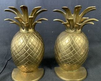 Pair Brass Pineapple Shaped Bookends