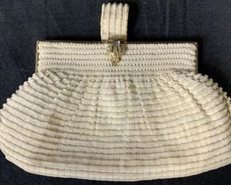 Vintage White Fabric Clutch Purse
