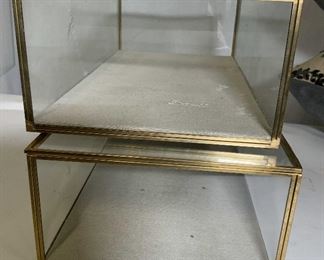 Pair Glass & Brass Top Hinge SHOWCASE BOXES