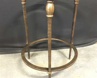 Circular 3 Leg Metal Side Table W Glass Top