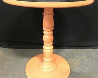 Vintage Circular Beveled Mirror Top Side Table