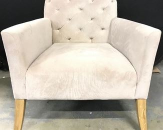 Tufted Back Armchair W Wooden Legs