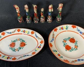 Lot 8 Serving Dishes and Cruet Bottles, Hungary