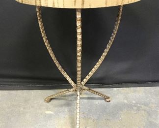 Circular Gold Toned Metal Leg Side Table