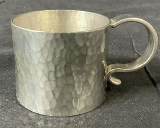 Signed Hammered Metal Cup Mug