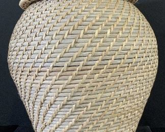 Floor Sized Handcrafted Lidded Woven Basket